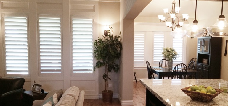 Gainesville shutters in dining room and great room